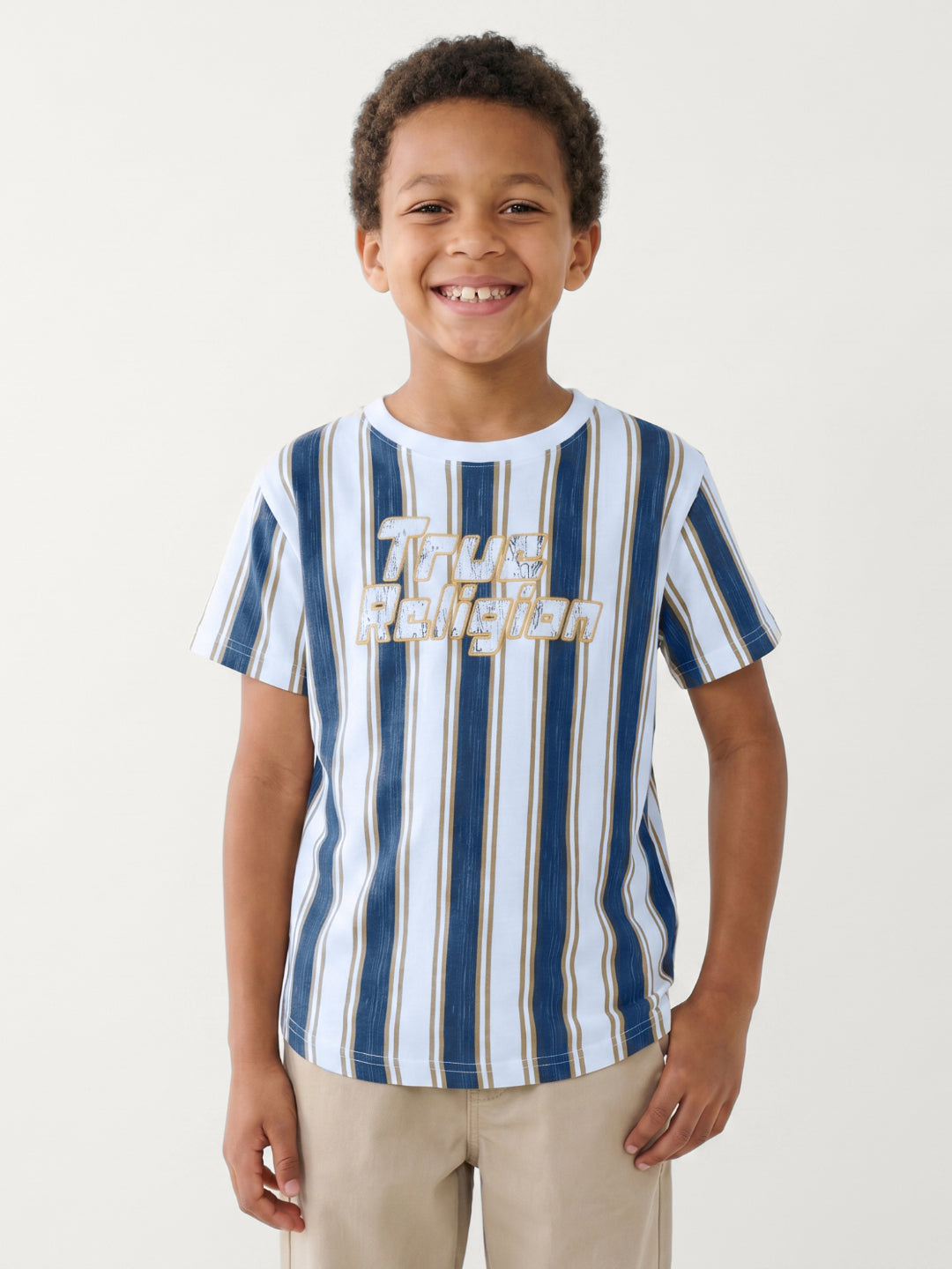 True Religion Boys Multi Striped Regular Fit Pure Cotton T-Shirt