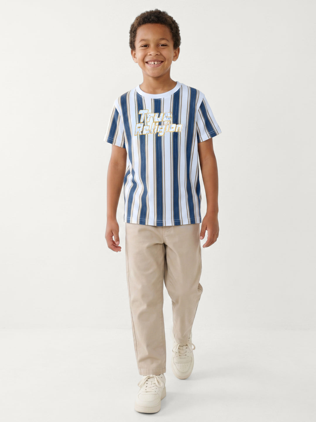 True Religion Boys Multi Striped Regular Fit Pure Cotton T-Shirt