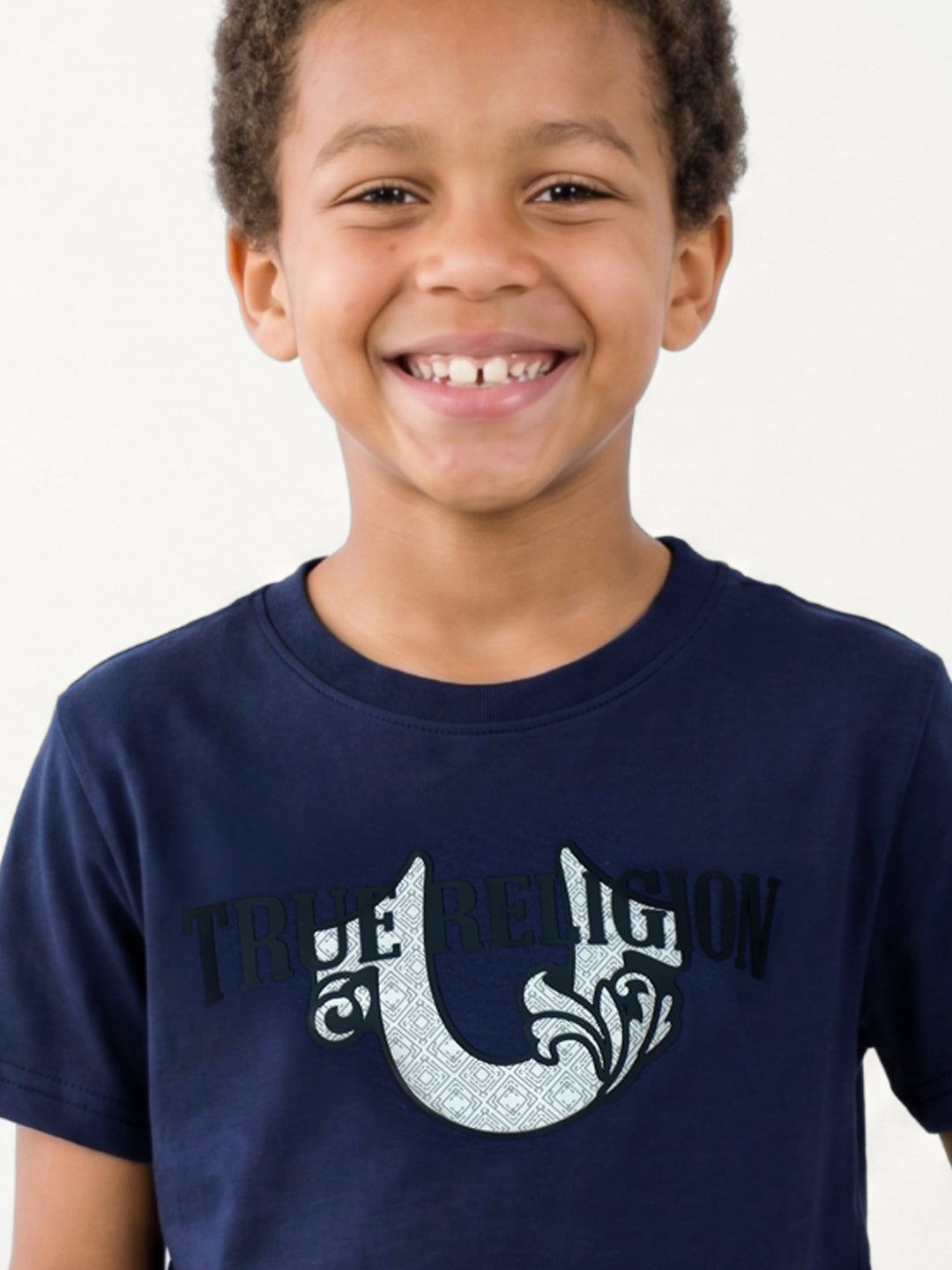 True Religion Boys Blue Solid Regular Fit T-Shirt
