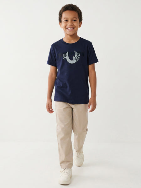 True Religion Boys Blue Solid Regular Fit T-Shirt