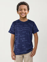 True Religion Boys Blue Printed Regular Fit Pure Cotton T-Shirt