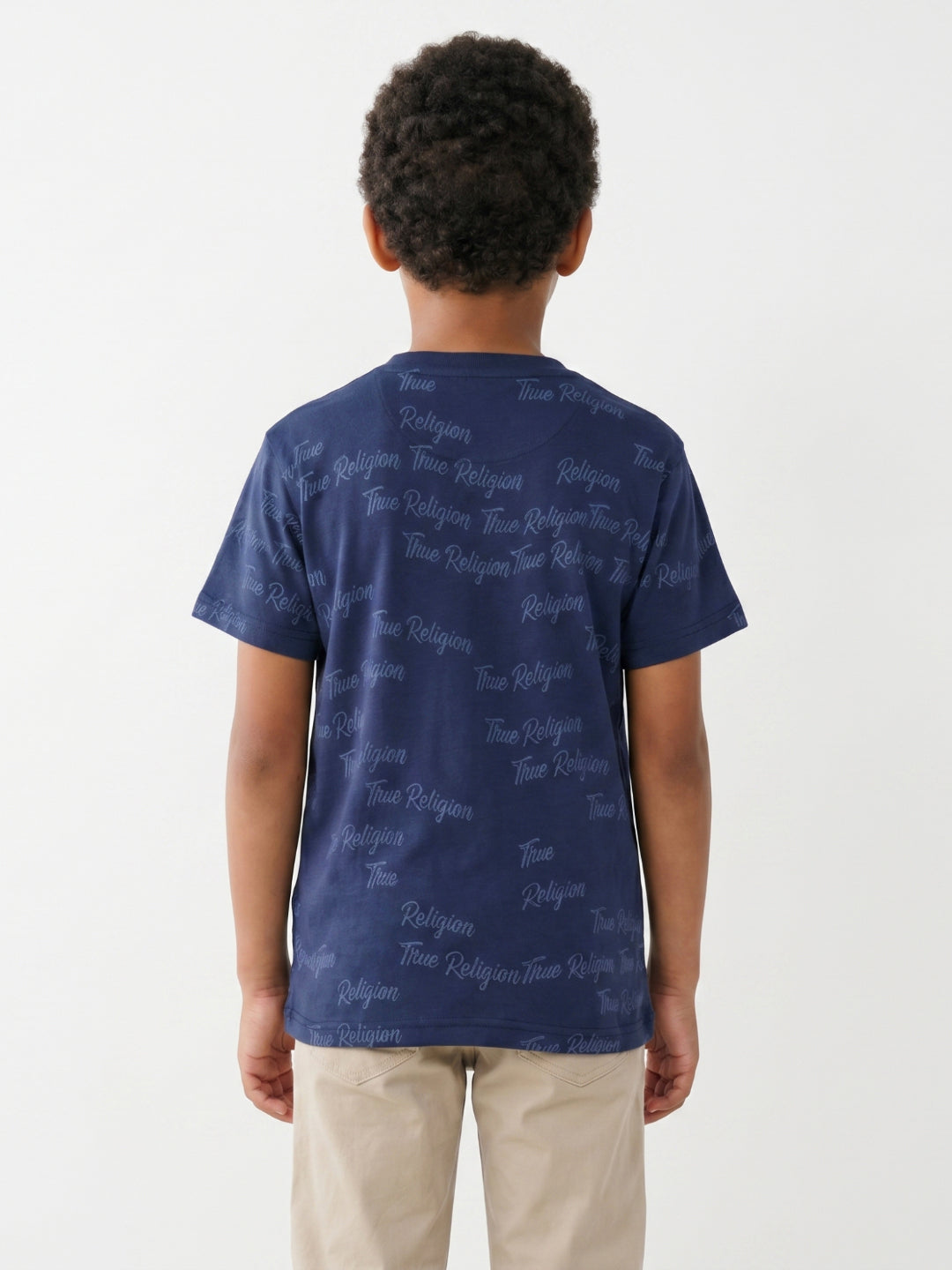 True Religion Boys Blue Printed Regular Fit Pure Cotton T-Shirt