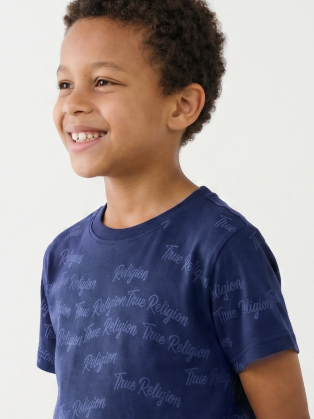 True Religion Boys Blue Printed Regular Fit Pure Cotton T-Shirt