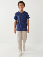 True Religion Boys Blue Printed Regular Fit Pure Cotton T-Shirt