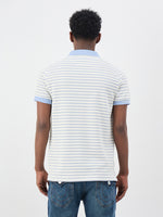 True Religion Men White Woven Design Regular Fit Polo T-Shirt