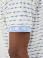 True Religion Men White Woven Design Regular Fit Polo T-Shirt