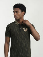 True Religion Men Green Abstract Regular Fit Polo T-Shirt