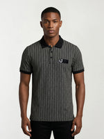 True Religion Men Black Abstract Regular Fit Polo T-Shirt