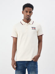 True Religion Men Cream Solid Regular Fit Polo T-Shirt