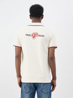 True Religion Men Cream Solid Regular Fit Polo T-Shirt