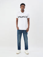 True Religion Men White Printed Regular Fit Pure Cotton Polo T-Shirt