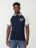 True Religion Men Navy Blue Solid Regular Fit Polo T-Shirt