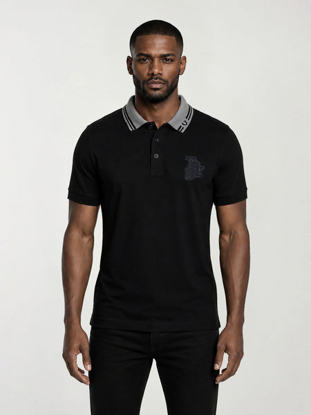 True Religion Men Black Solid Regular Fit Polo T-Shirt