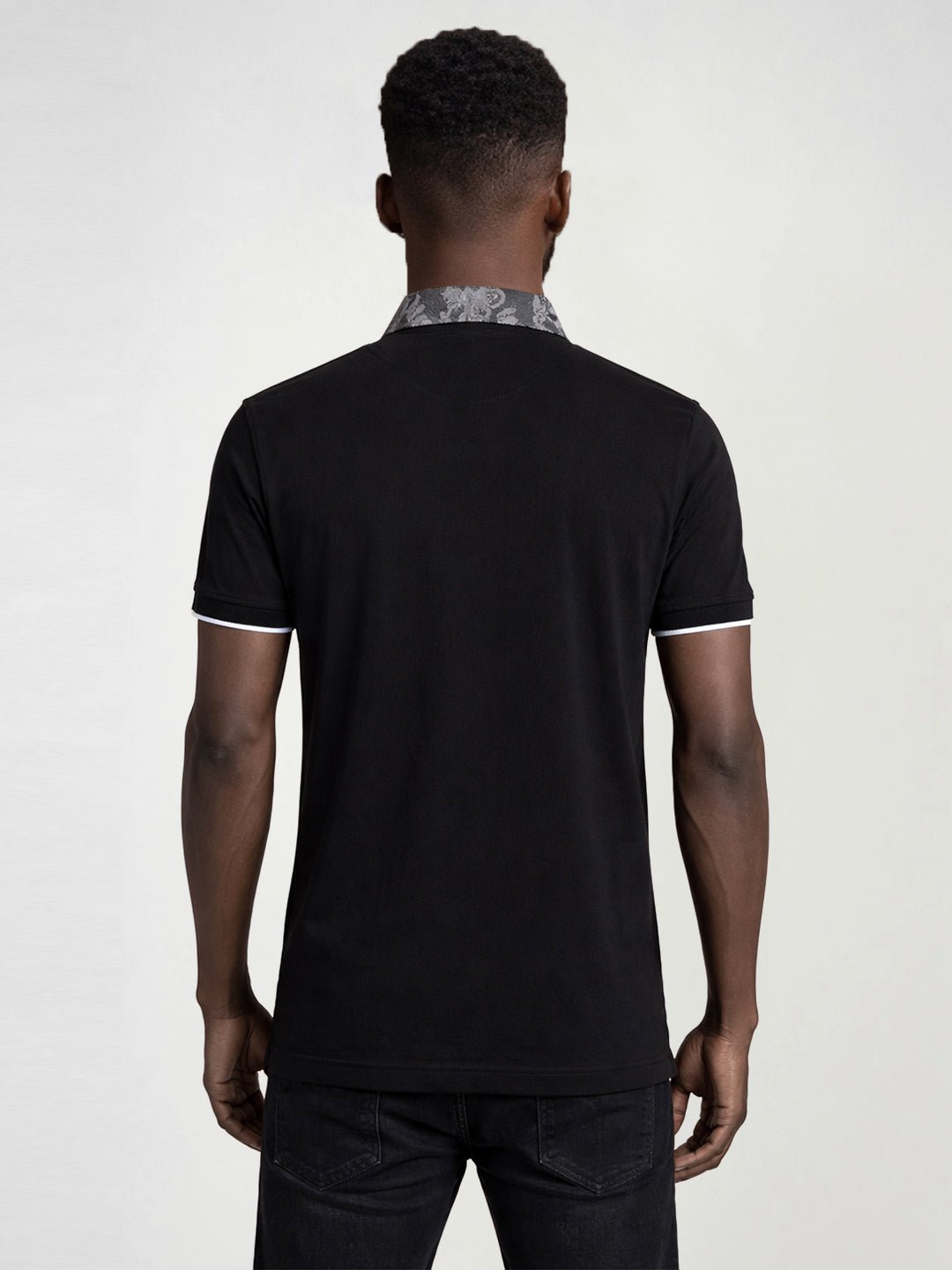True Religion Men Black Solid Regular Fit Polo T-Shirt
