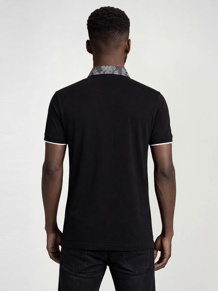 True Religion Men Black Solid Regular Fit Polo T-Shirt