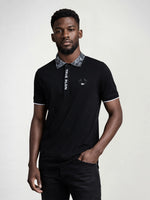 True Religion Men Black Solid Regular Fit Polo T-Shirt