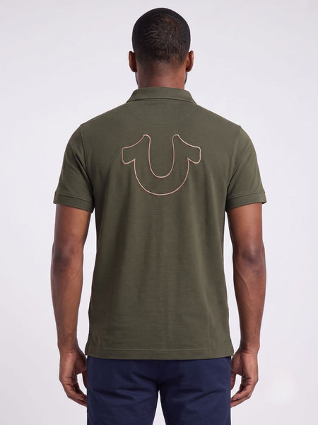 True Religion Men Green Solid Regular Fit Polo T-Shirt