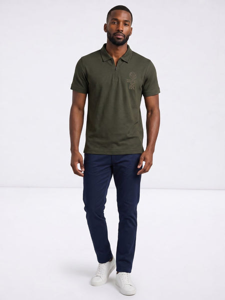 True Religion Men Green Solid Regular Fit Polo T-Shirt