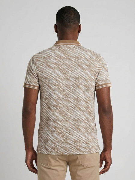 True Religion Men Beige Striped Regular Fit Polo T-Shirt
