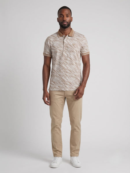 True Religion Men Beige Striped Regular Fit Polo T-Shirt