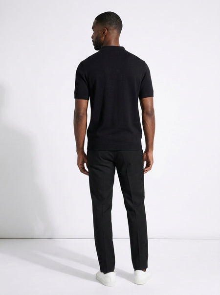 True Religion Men Black Embroidered Regular Fit Polo T-Shirt