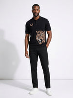 True Religion Men Black Embroidered Regular Fit Polo T-Shirt