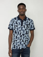 True Religion Men Blue Printed Regular Fit Polo T-Shirt