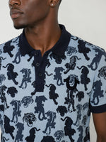 True Religion Men Blue Printed Regular Fit Polo T-Shirt