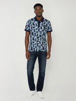 True Religion Men Blue Printed Regular Fit Polo T-Shirt