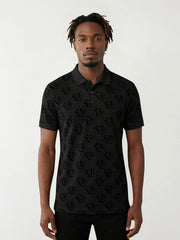 True Religion Men Black Printed Regular Fit Polo T-Shirt