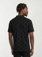 True Religion Men Black Printed Regular Fit Polo T-Shirt