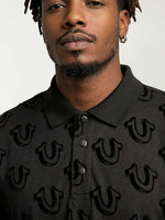 True Religion Men Black Printed Regular Fit Polo T-Shirt
