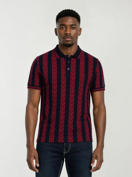 True Religion Men Red Striped Regular Fit Pure Cotton Polo T-Shirt
