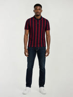 True Religion Men Red Striped Regular Fit Pure Cotton Polo T-Shirt
