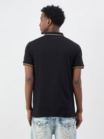 True Religion Men Black Solid Regular Fit Pure Cotton Polo T-Shirt