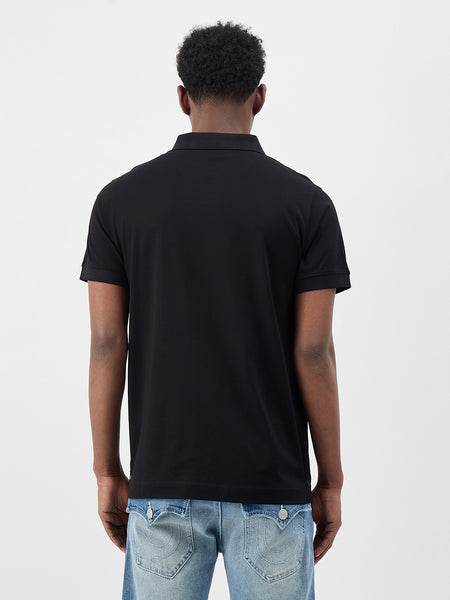 True Religion Men Black Solid Regular Fit Pure Cotton Polo T-Shirt