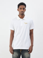 True Religion Men White Solid Regular Fit Pure Cotton Polo T-Shirt
