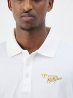 True Religion Men White Solid Regular Fit Pure Cotton Polo T-Shirt