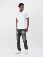 True Religion Men White Solid Regular Fit Pure Cotton Polo T-Shirt