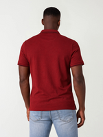 True Religion Men Maroon Solid Regular Fit Pure Cotton Polo T-Shirt
