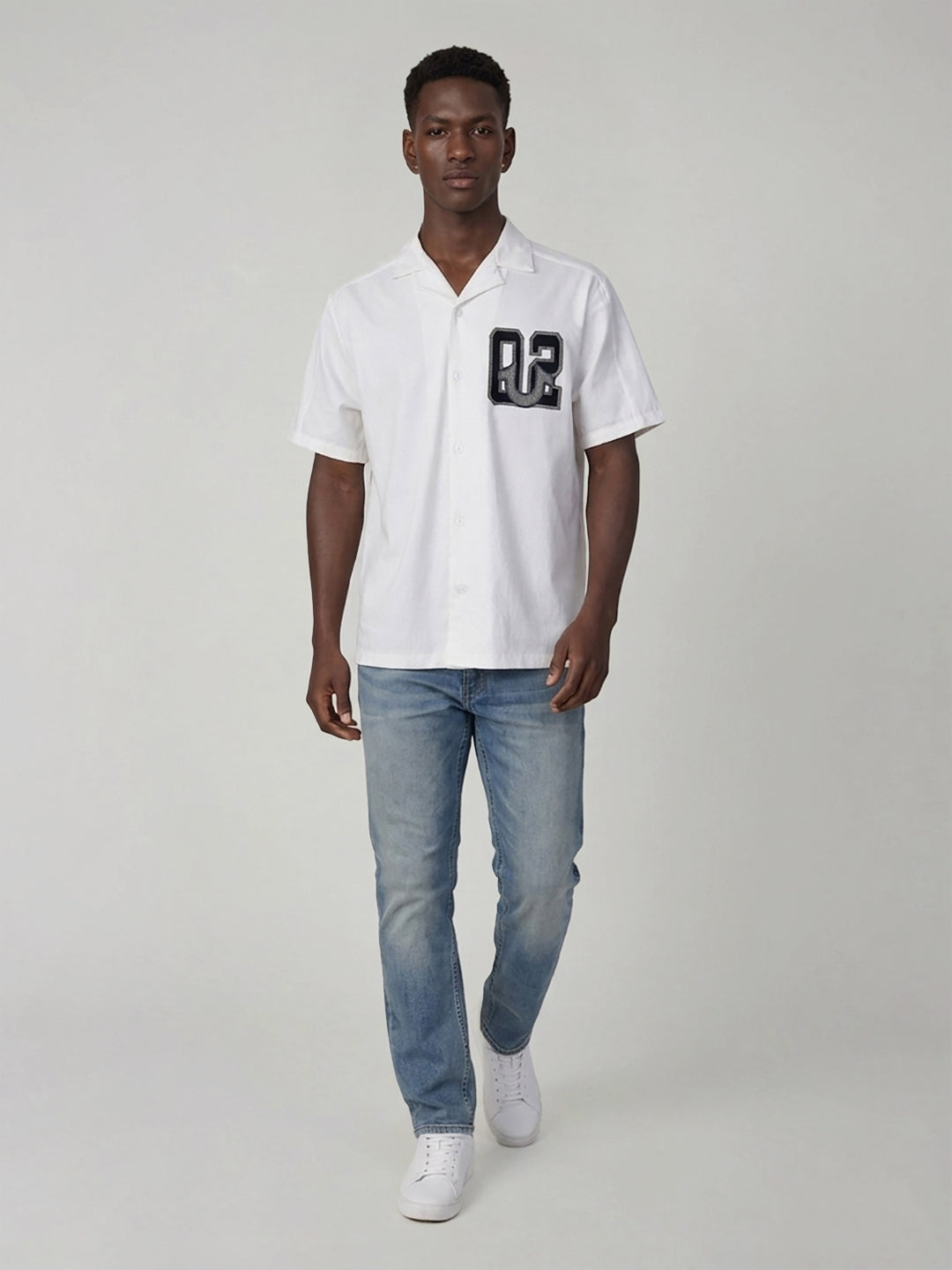 True Religion Men White Solid Boxy Fit Pure Cotton Shirt