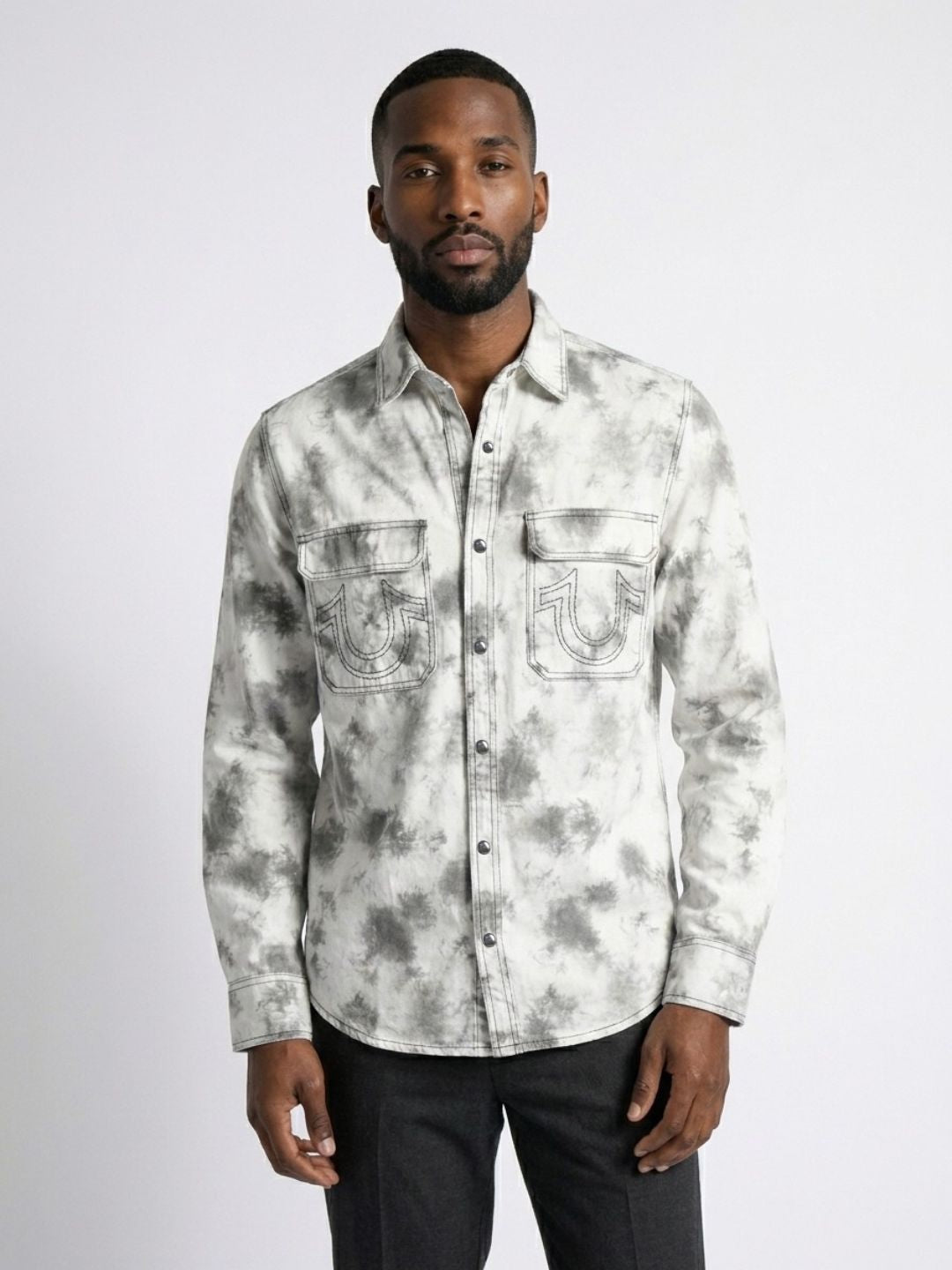 Men white tie-dye regular fit shirt