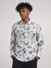 True Religion Men White Tie-Dye Regular Fit Shirt