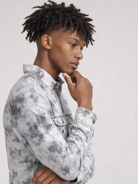 True Religion Men White Tie-Dye Regular Fit Shirt