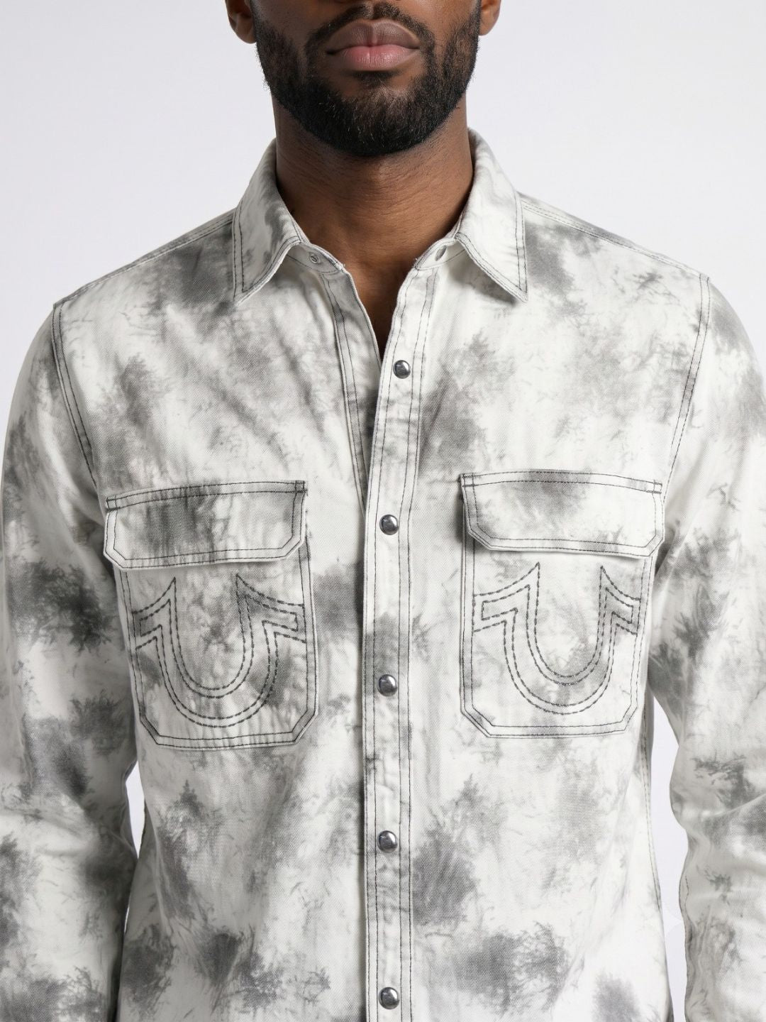 Men white tie-dye regular fit shirt