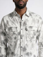 True Religion Men White Tie-Dye Regular Fit Shirt