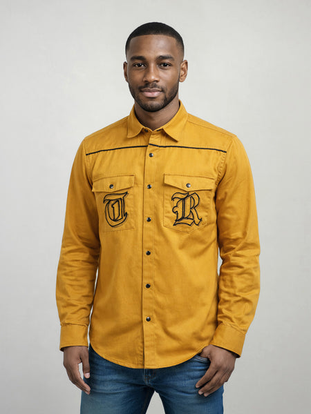 True Religion Men Mustard Solid Regular Fit Shirt