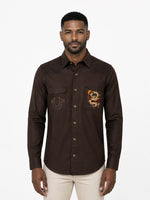 True Religion Men Brown Solid Regular Fit Shirt