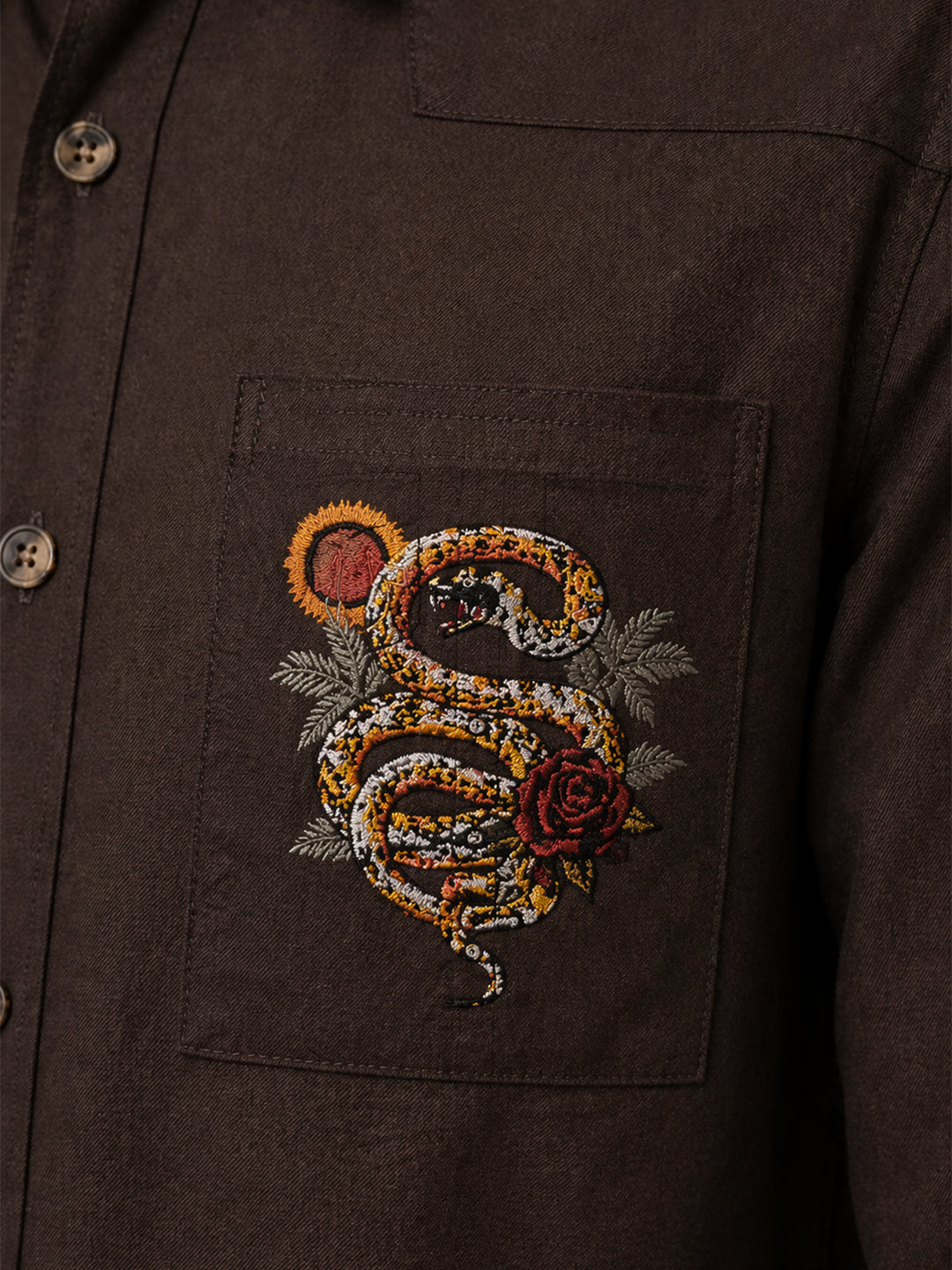 True Religion Men Brown Solid Regular Fit Shirt