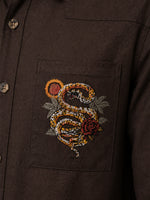 True Religion Men Brown Solid Regular Fit Shirt